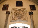 Iglesia de San Andrés. Escudo del Obispo Fray Benito Marín , ubicado sobre la puerta de acceso al Patio de las Abluciones en el interior de la Iglesia de la Magdalena, era del Coro de la Iglesia de San Andrés